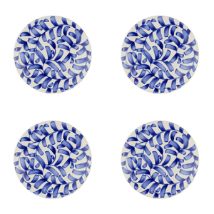 Navy Blue Scroll Side Plates, Set of 4