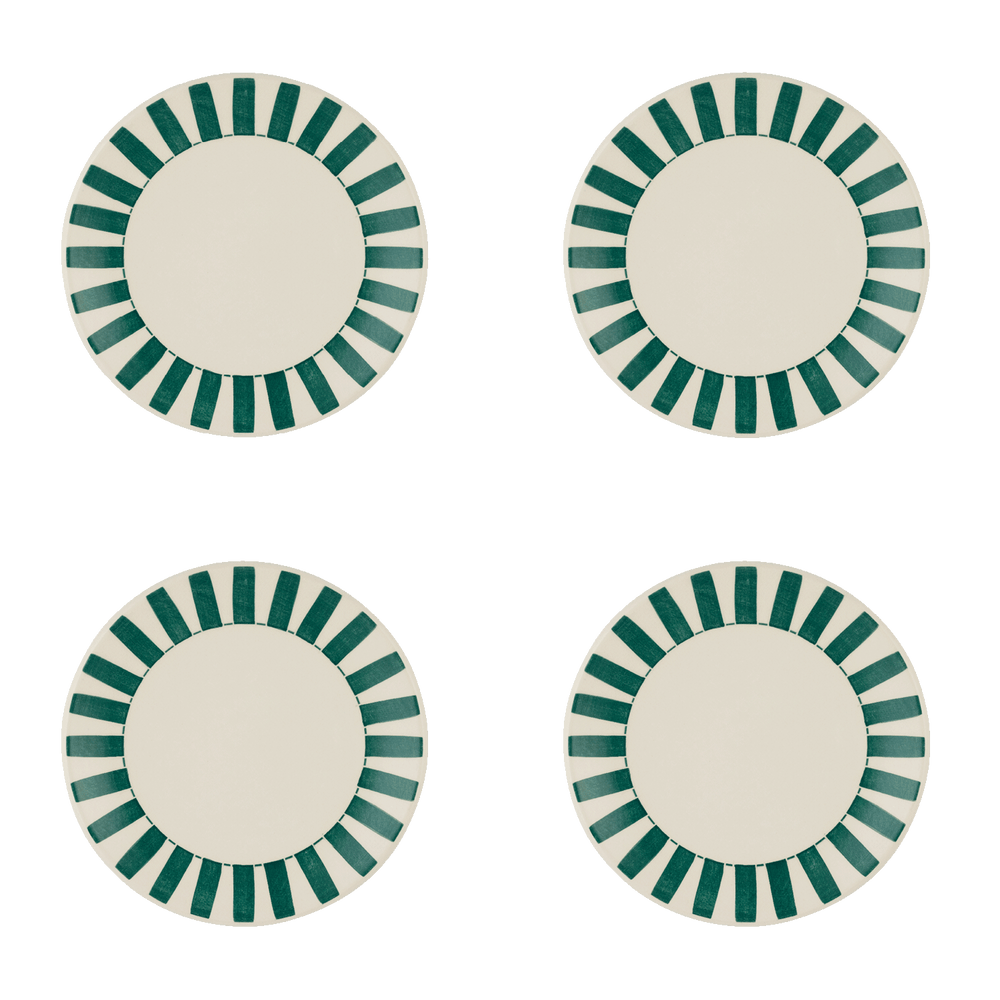 Green Stripes Side Plates, Set of 4