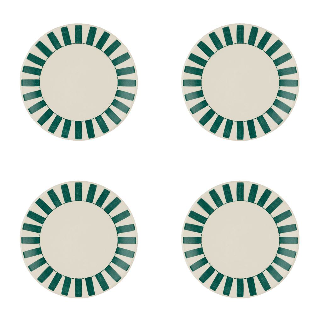Green Stripes Side Plates, Set of 4