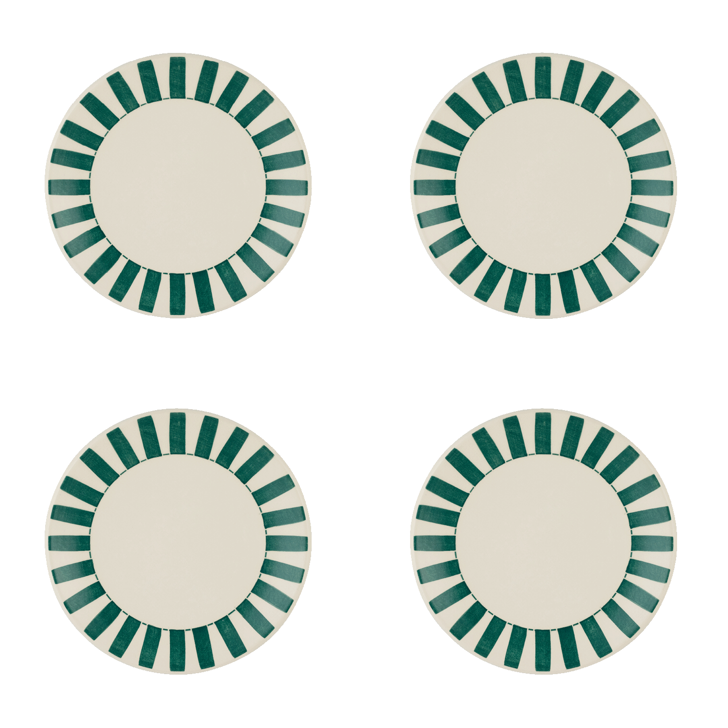 Green Stripes Side Plates, Set of 4