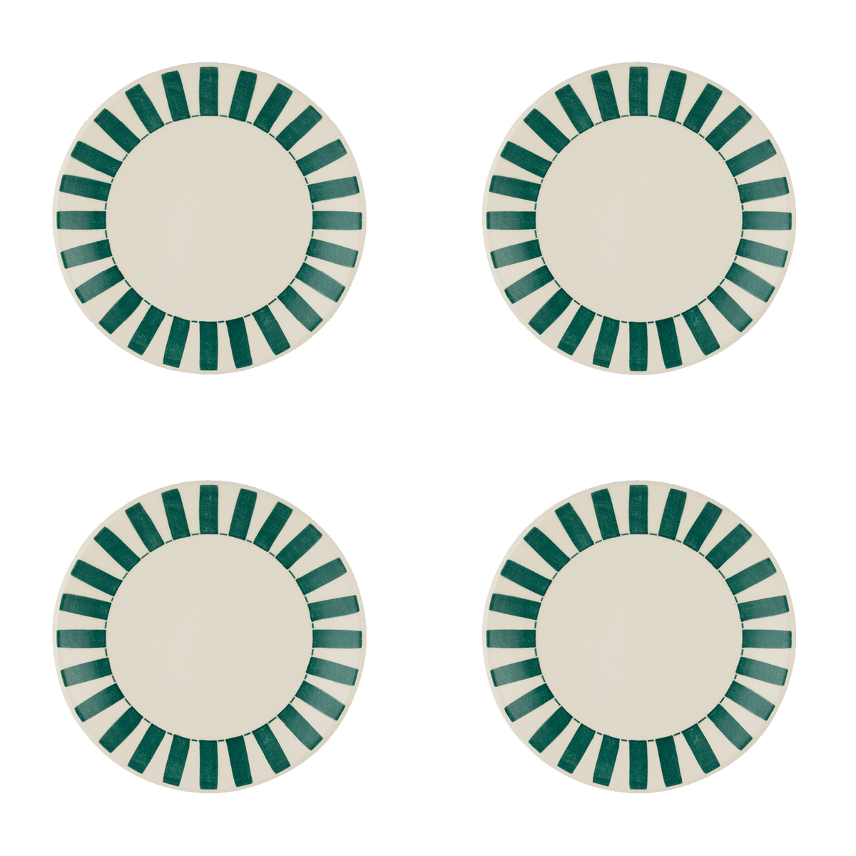 Green Stripes Side Plates, Set of 4