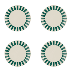 Green Stripes Side Plates, Set of 4