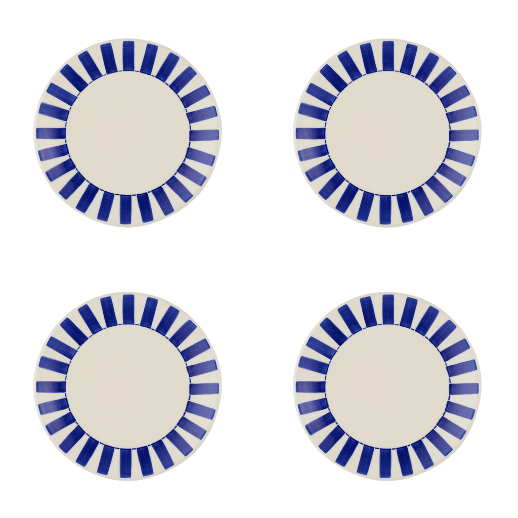 Navy Blue Stripes Side Plates, Set of 4