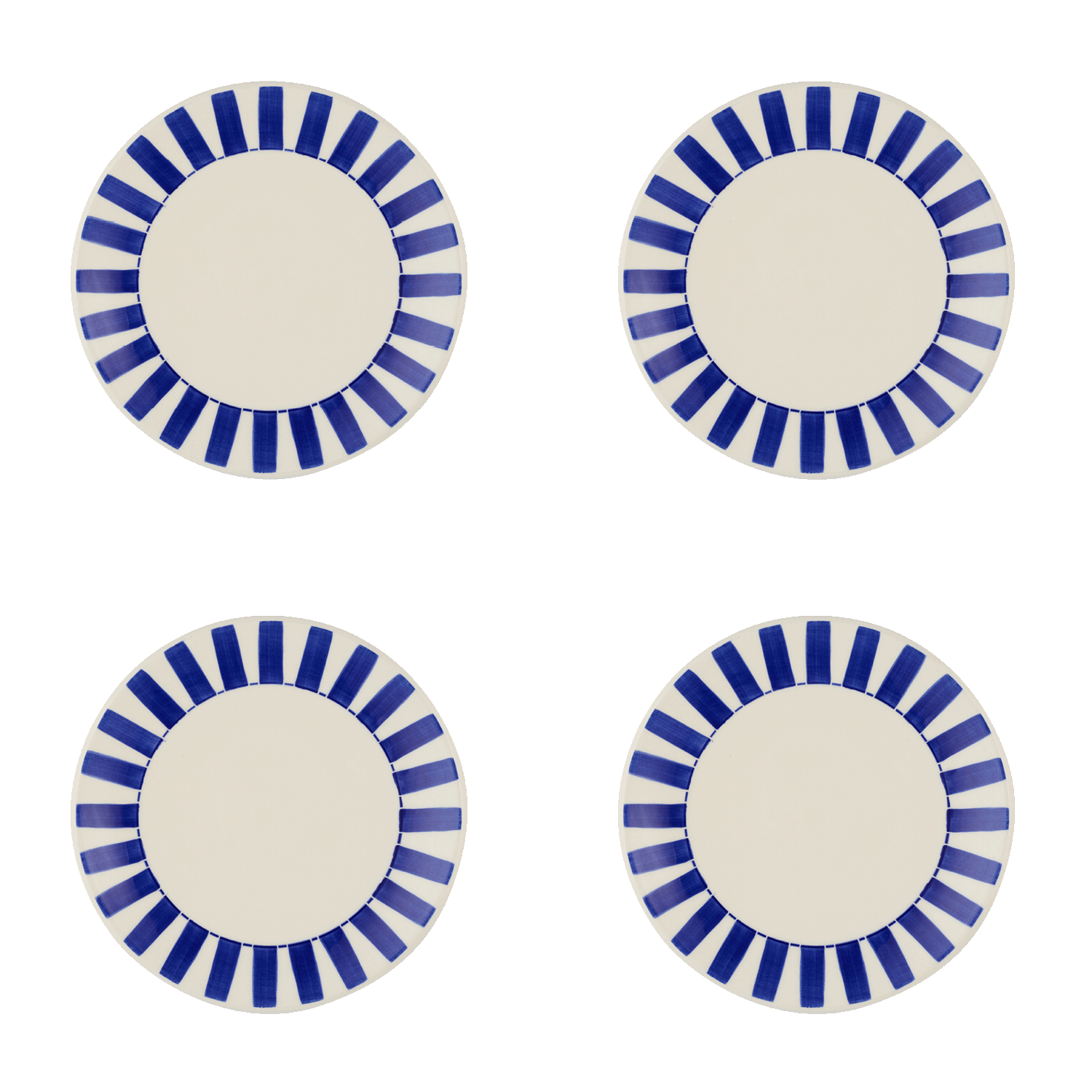 Navy Blue Stripes Side Plates, Set of 4