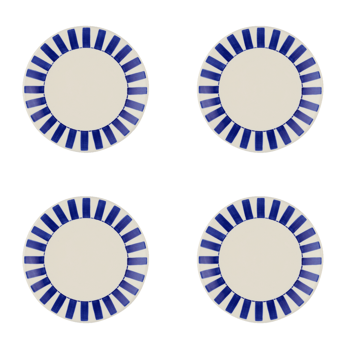 Navy Blue Stripes Side Plates, Set of 4