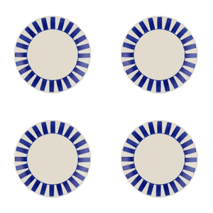 Navy Blue Stripes Side Plates, Set of 4