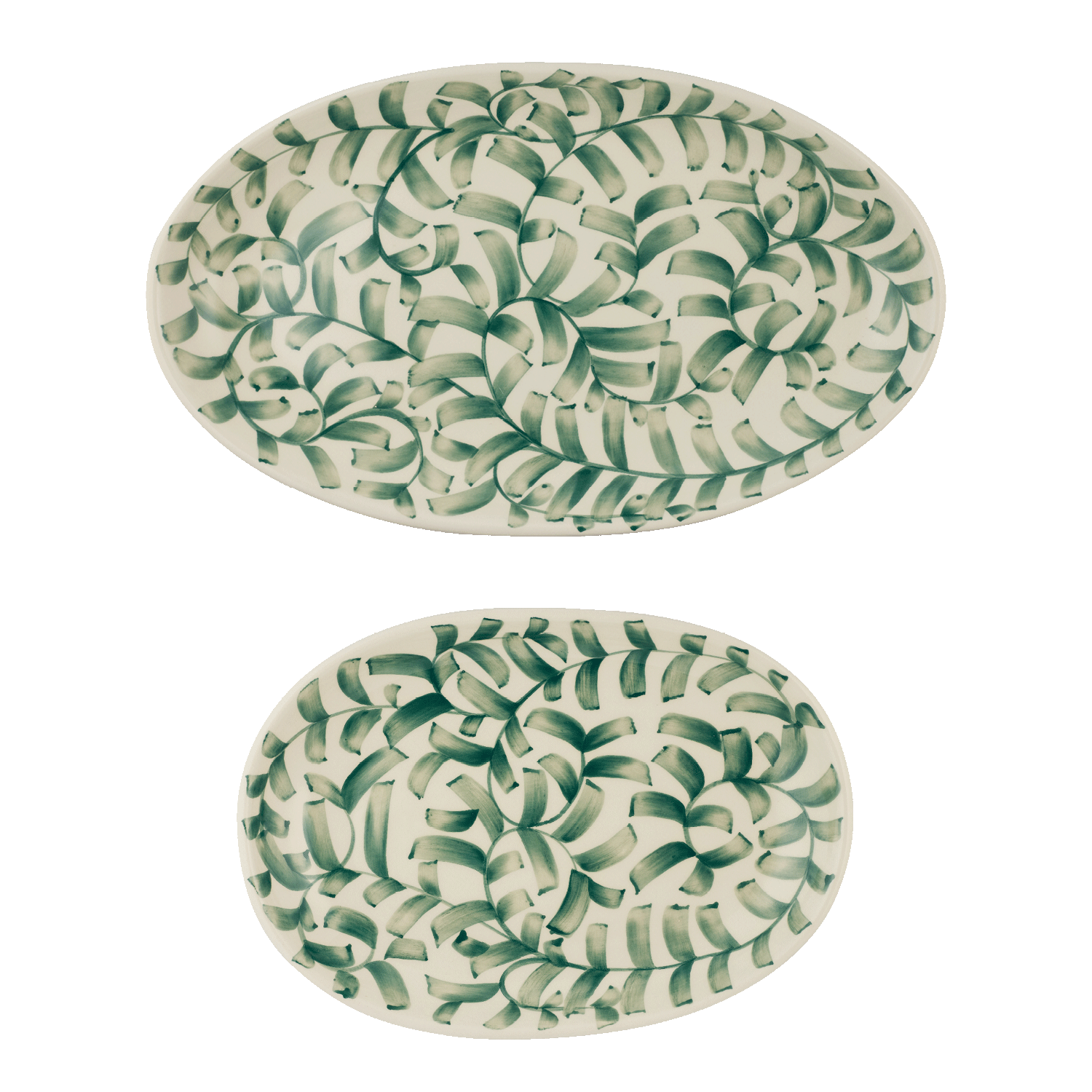 Green Scroll Serving Platters, Set of 2