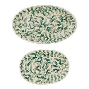 Green Scroll Serving Platters, Set of 2