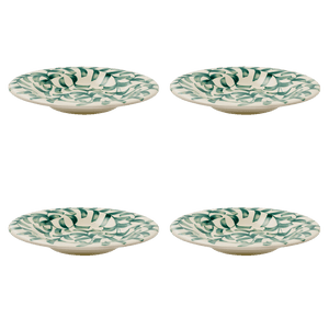 Green Scroll Pasta Plates, Set of 4