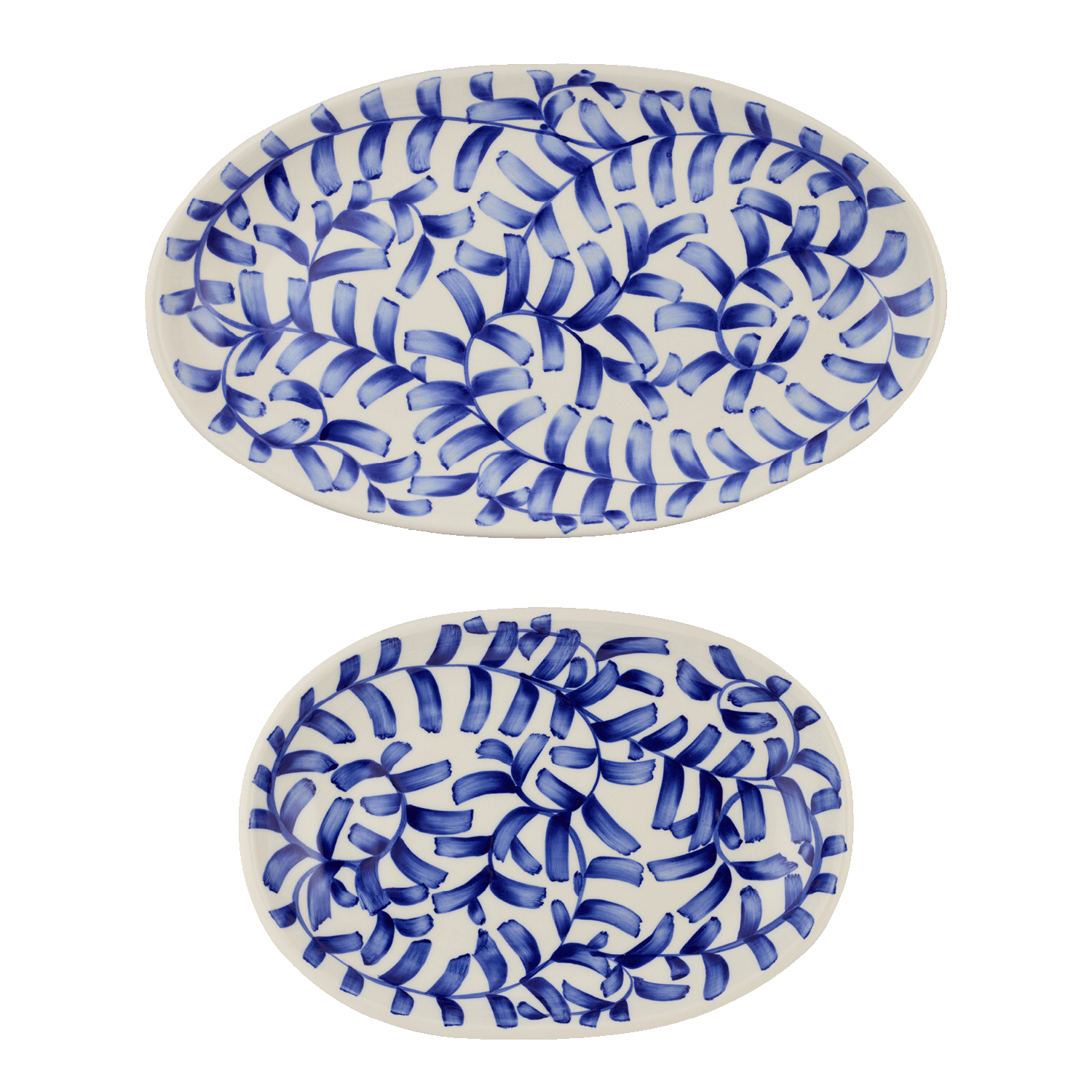Navy Blue Scroll Serving Platters, Set of 2