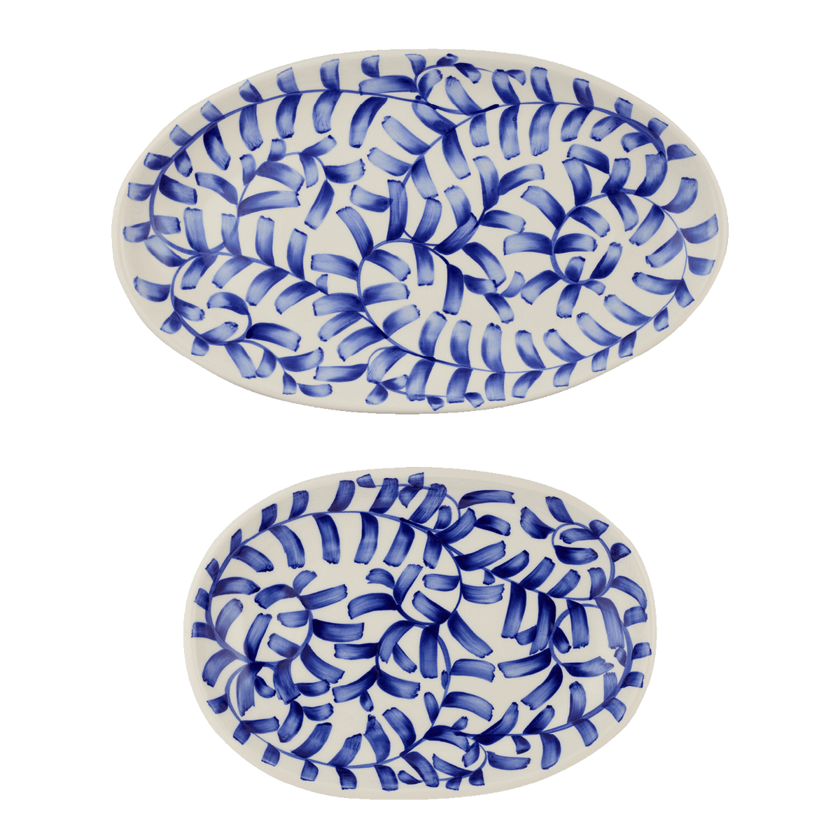 Navy Blue Scroll Serving Platters, Set of 2