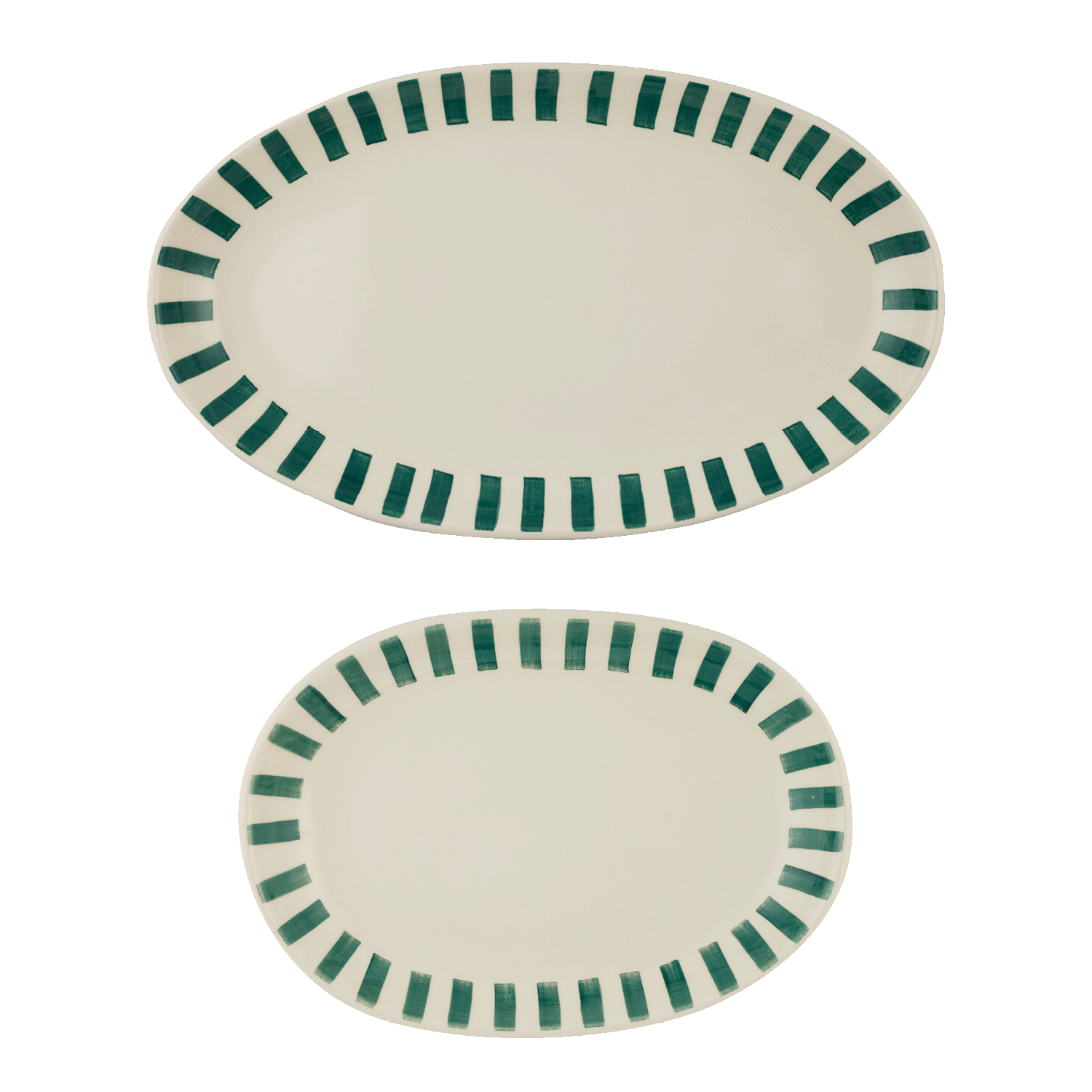 Green Stripes Serving Platters, Set of 2