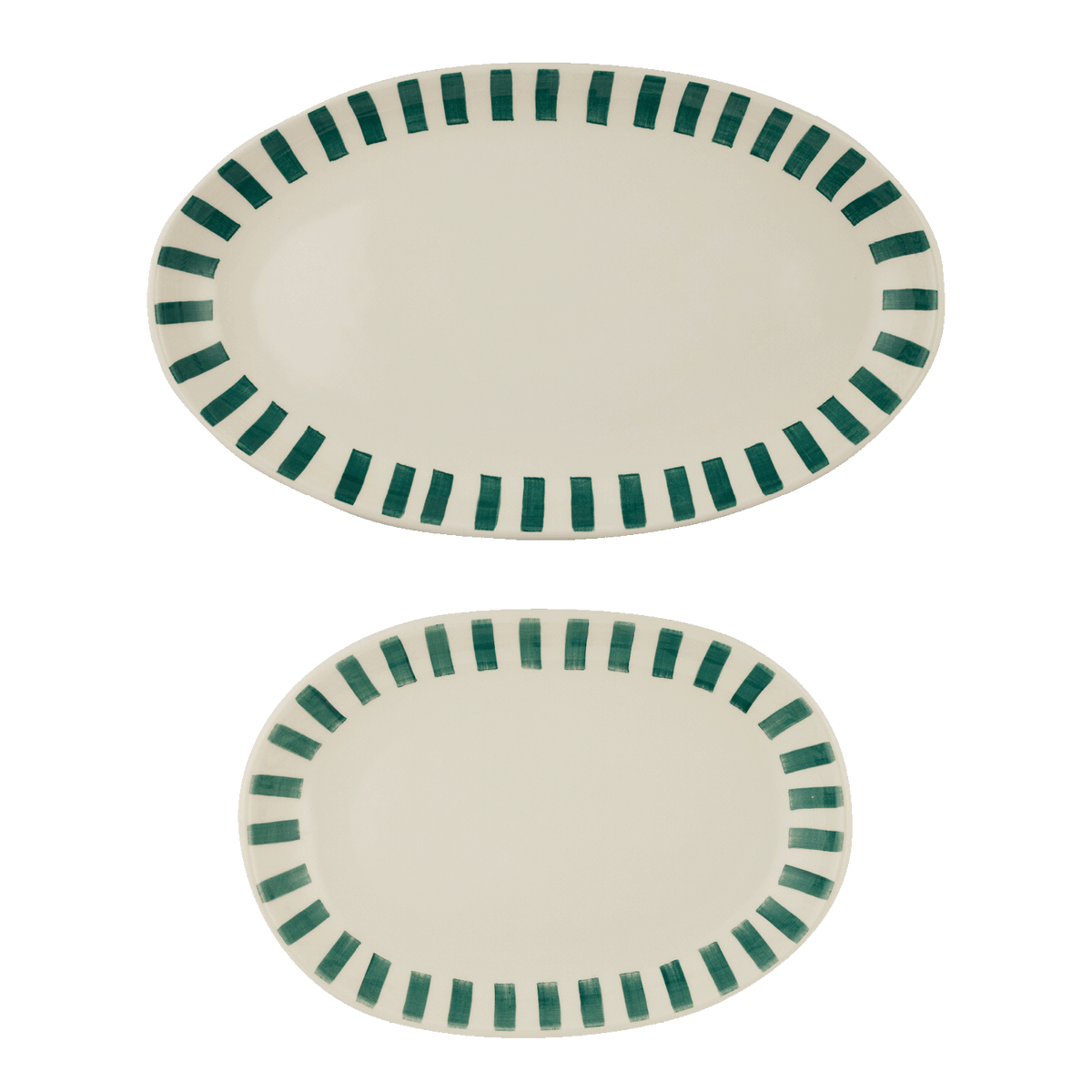 Green Stripes Serving Platters, Set of 2