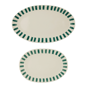 Green Stripes Serving Platters, Set of 2