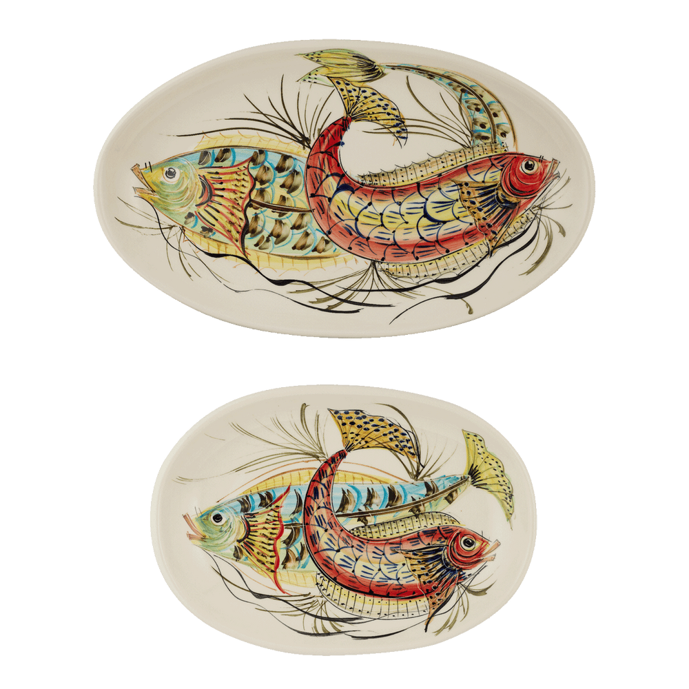 Red Aldo Fish Serving Platters, Set of 2