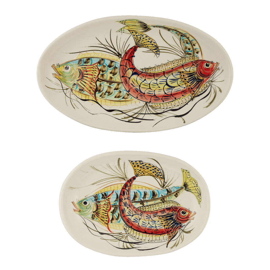 Red Aldo Fish Serving Platters, Set of 2