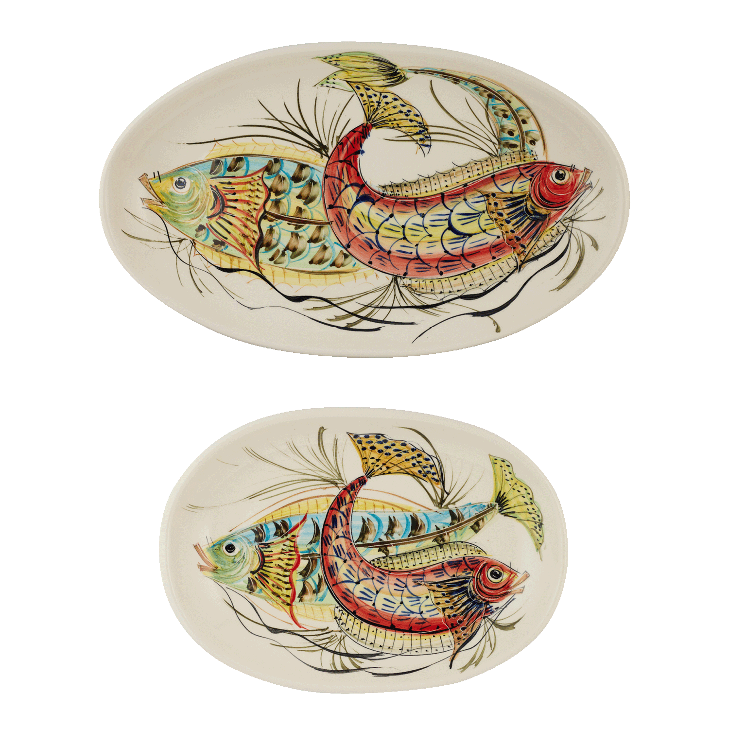 Red Aldo Fish Serving Platters, Set of 2