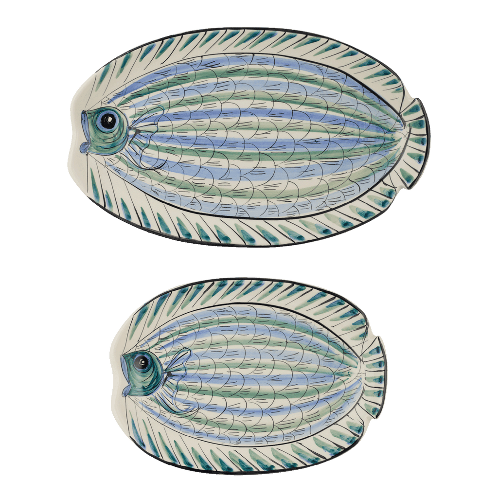 Blue Romina Fish Serving Platters, Set of 2