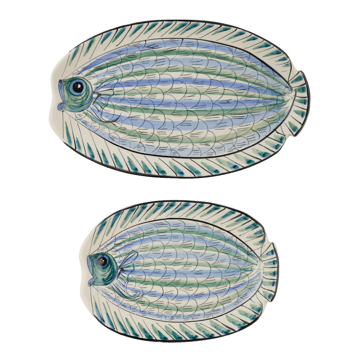 Blue Romina Fish Serving Platters, Set of 2