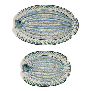 Blue Romina Fish Serving Platters, Set of 2