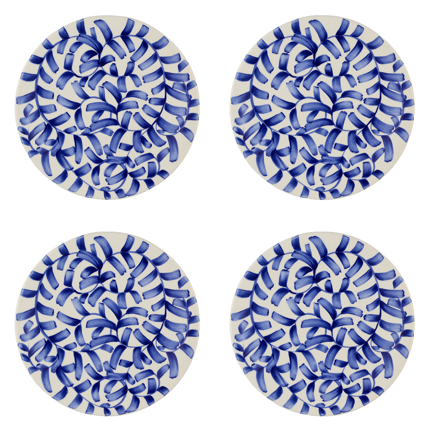 Navy Blue Scroll Dinner Plates, Set of 4
