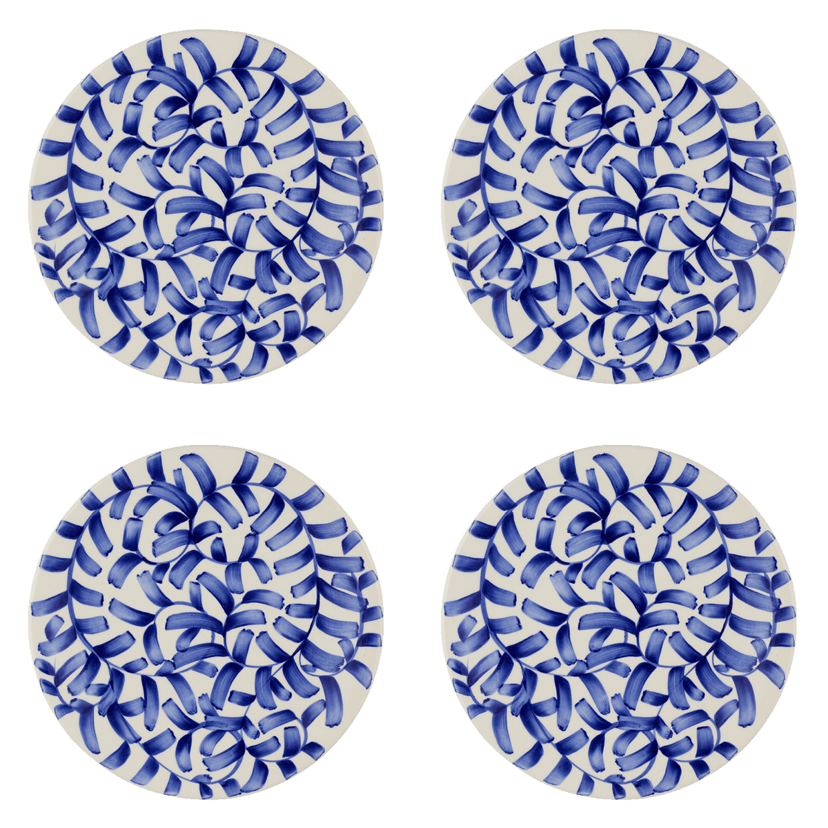 Navy Blue Scroll Dinner Plates, Set of 4