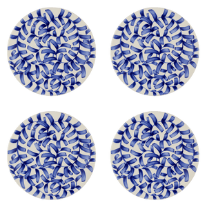 Navy Blue Scroll Dinner Plates, Set of 4
