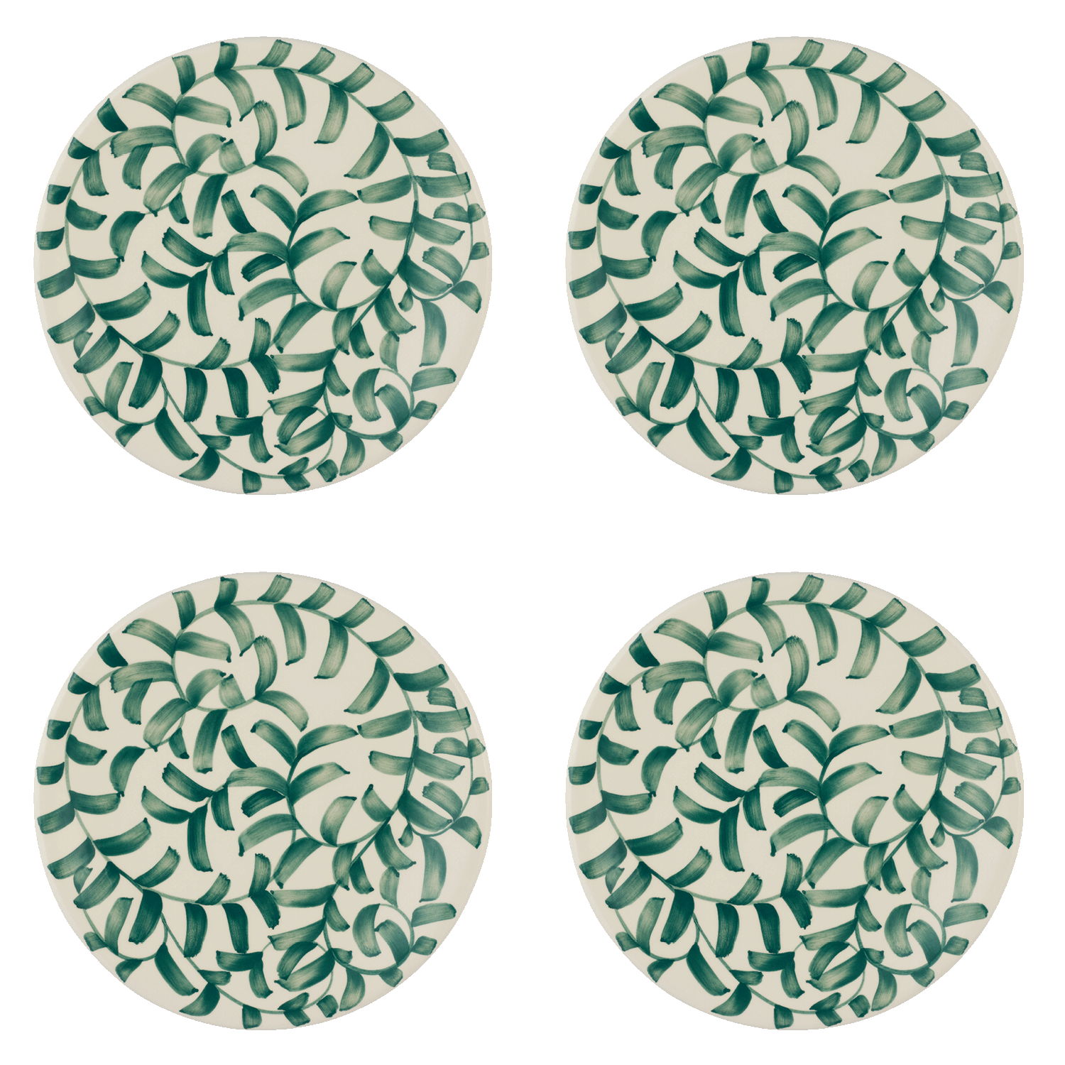 Green Scroll Dinner Plates, Set of 4