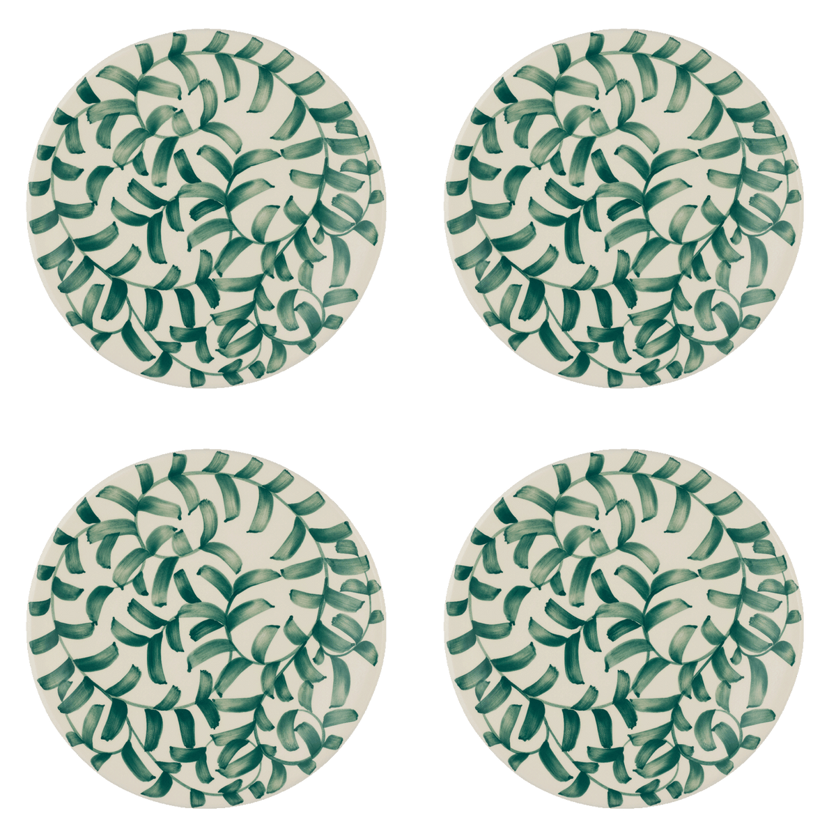 Green Scroll Dinner Plates, Set of 4
