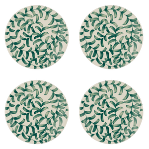 Green Scroll Dinner Plates, Set of 4