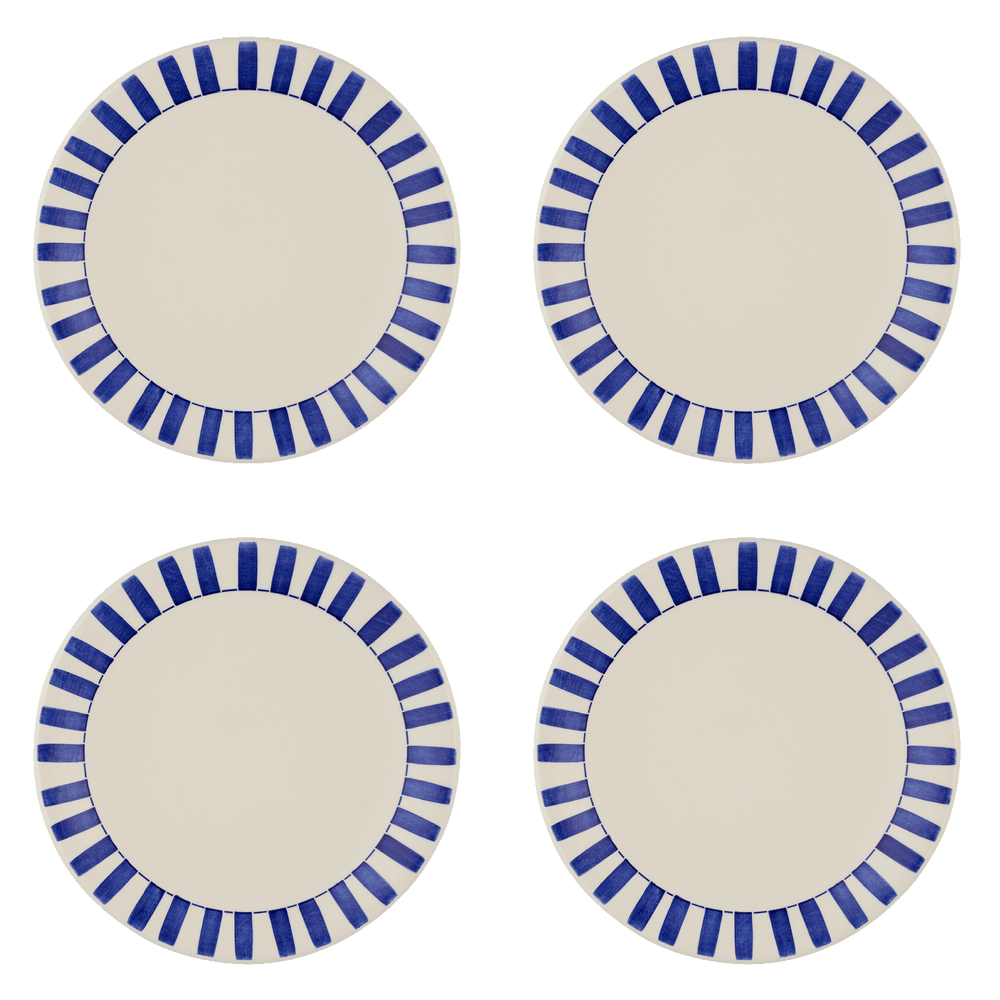 Navy Blue Stripes Dinner Plates, Set of 4