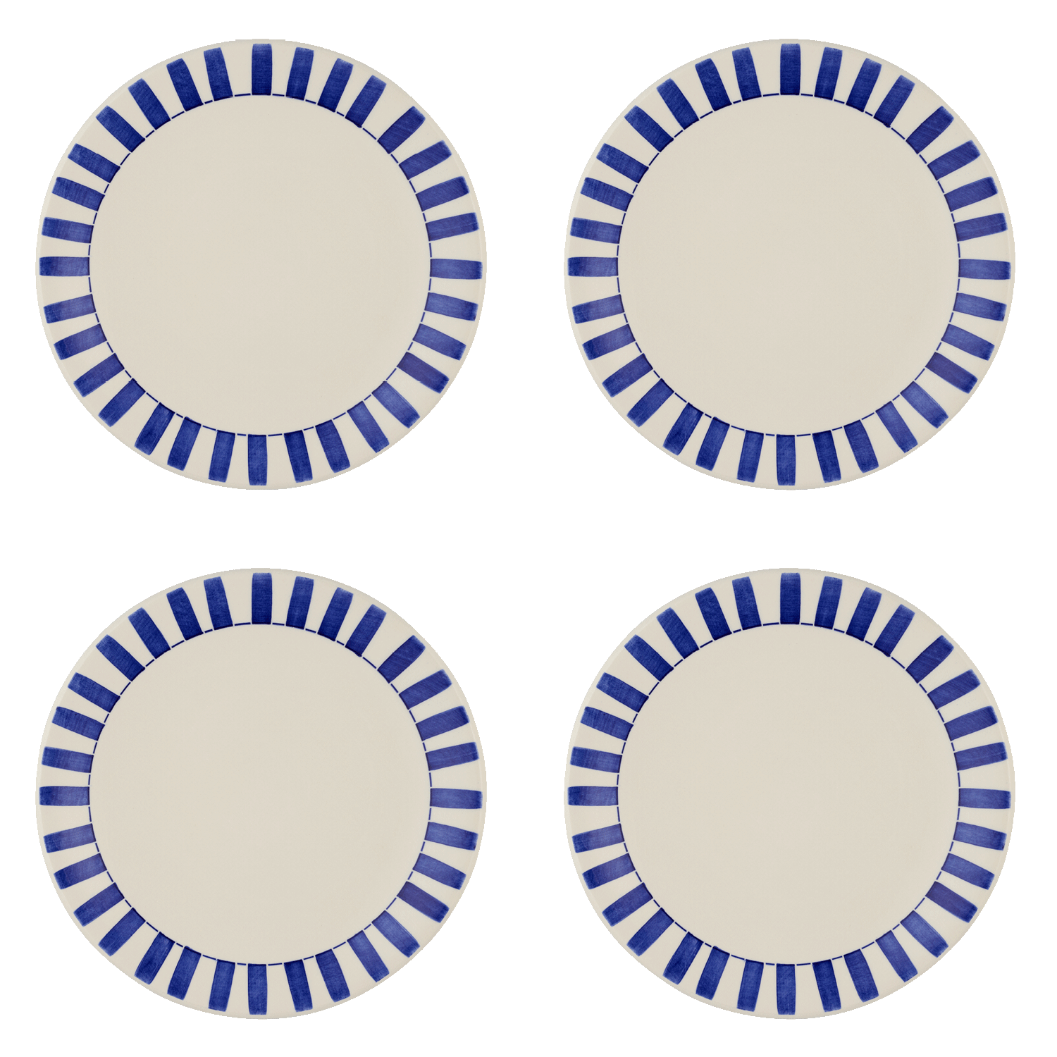 Navy Blue Stripes Dinner Plates, Set of 4
