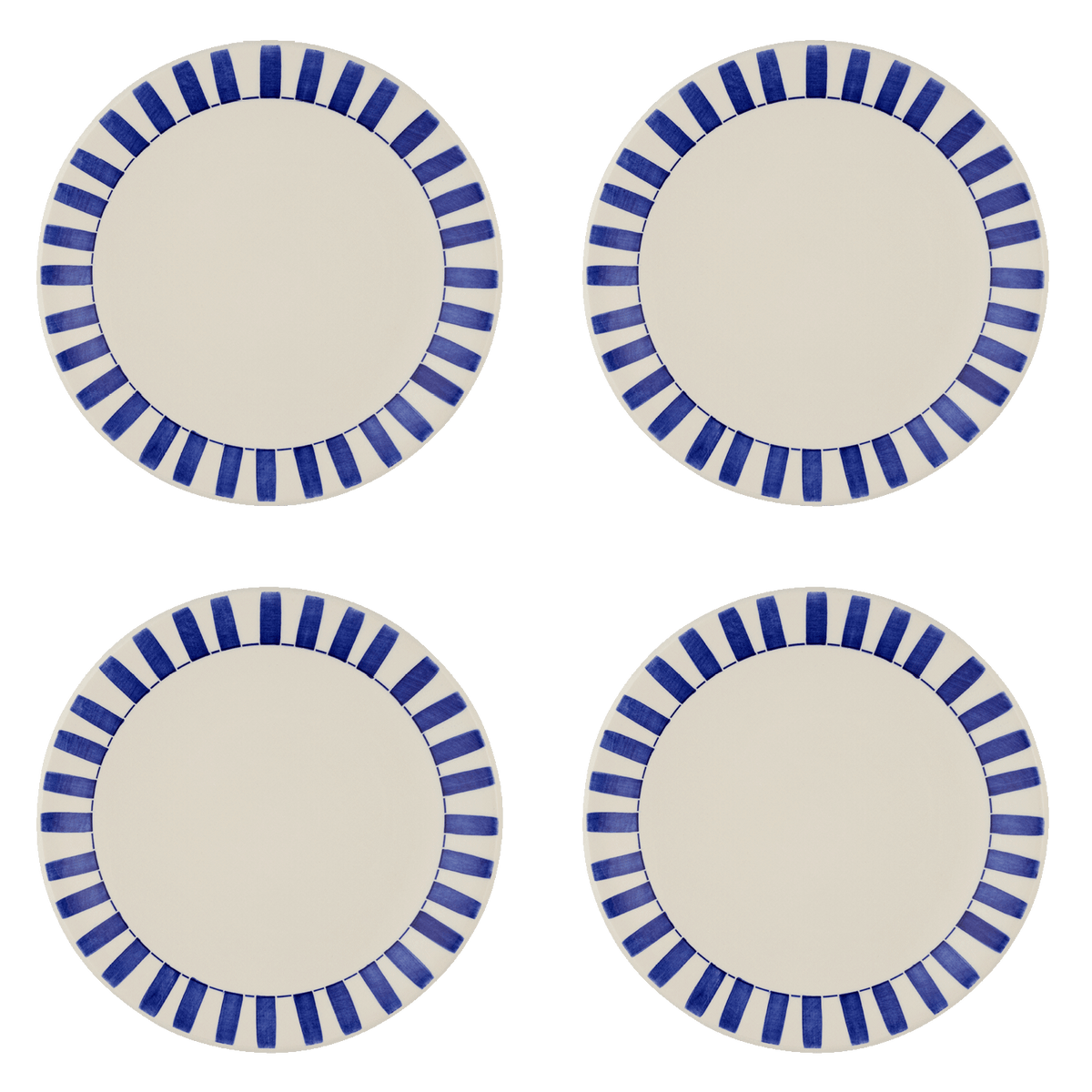 Navy Blue Stripes Dinner Plates, Set of 4
