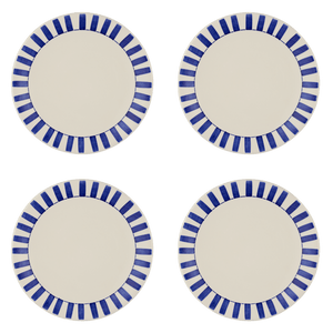 Navy Blue Stripes Dinner Plates, Set of 4