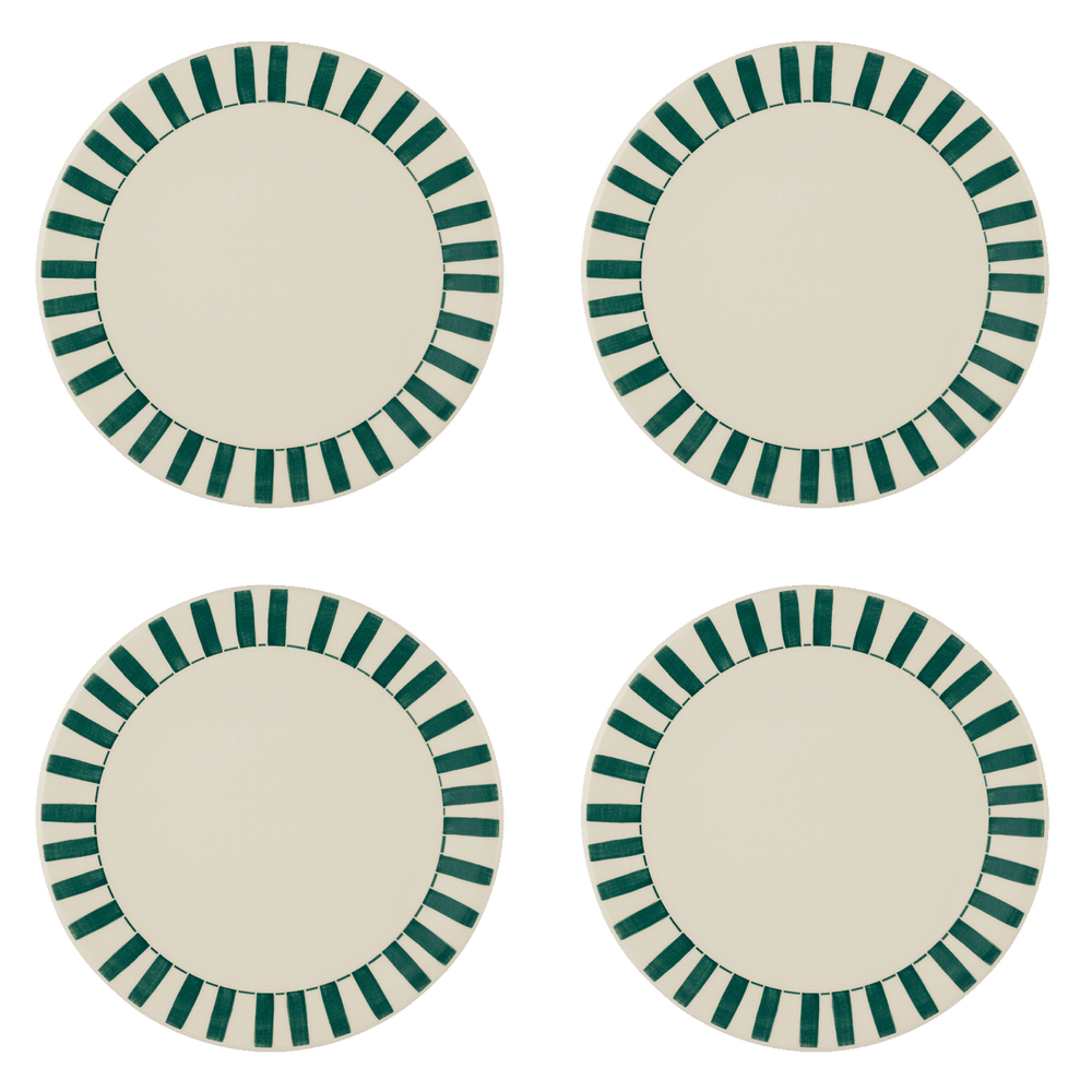 Green Stripes Dinner Plates, Set of 4