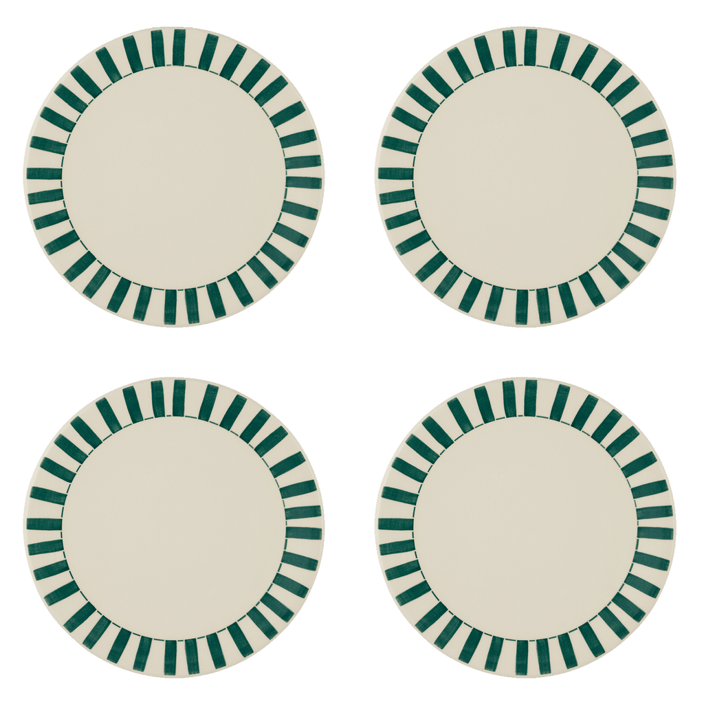 Green Stripes Dinner Plates, Set of 4