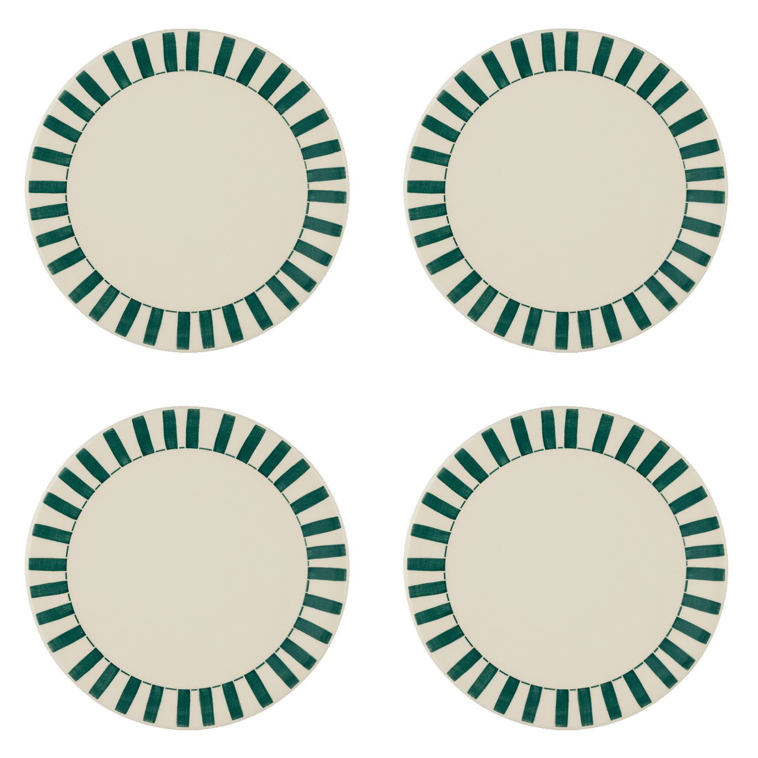 Green Stripes Dinner Plates, Set of 4