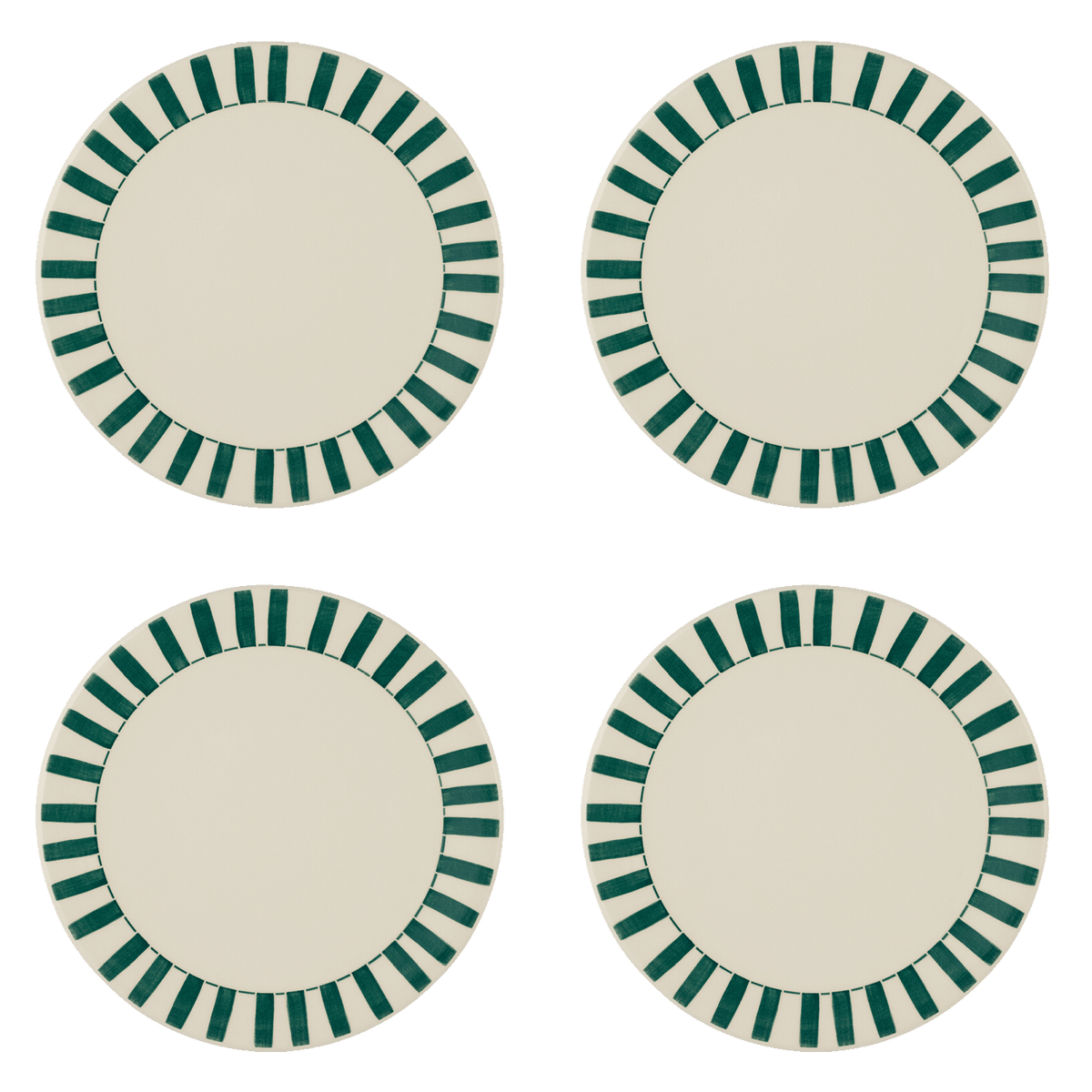 Green Stripes Dinner Plates, Set of 4