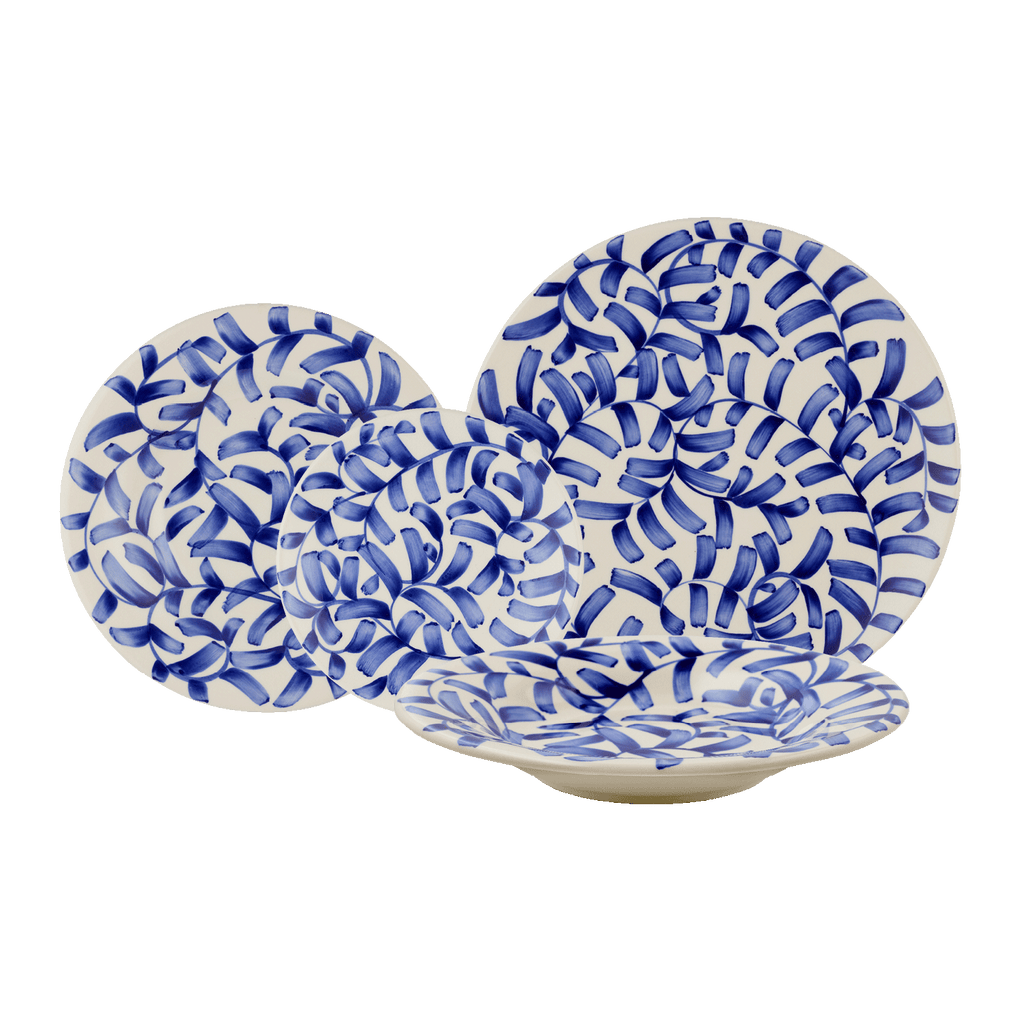 Navy Blue Scroll Dinner Set 16 Piece