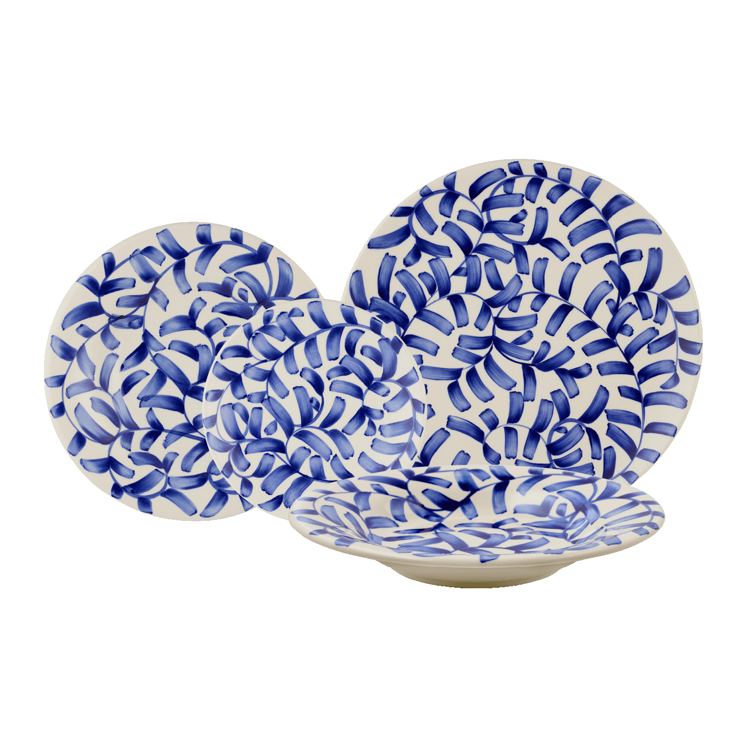 Navy Blue Scroll Dinner Set 16 Piece