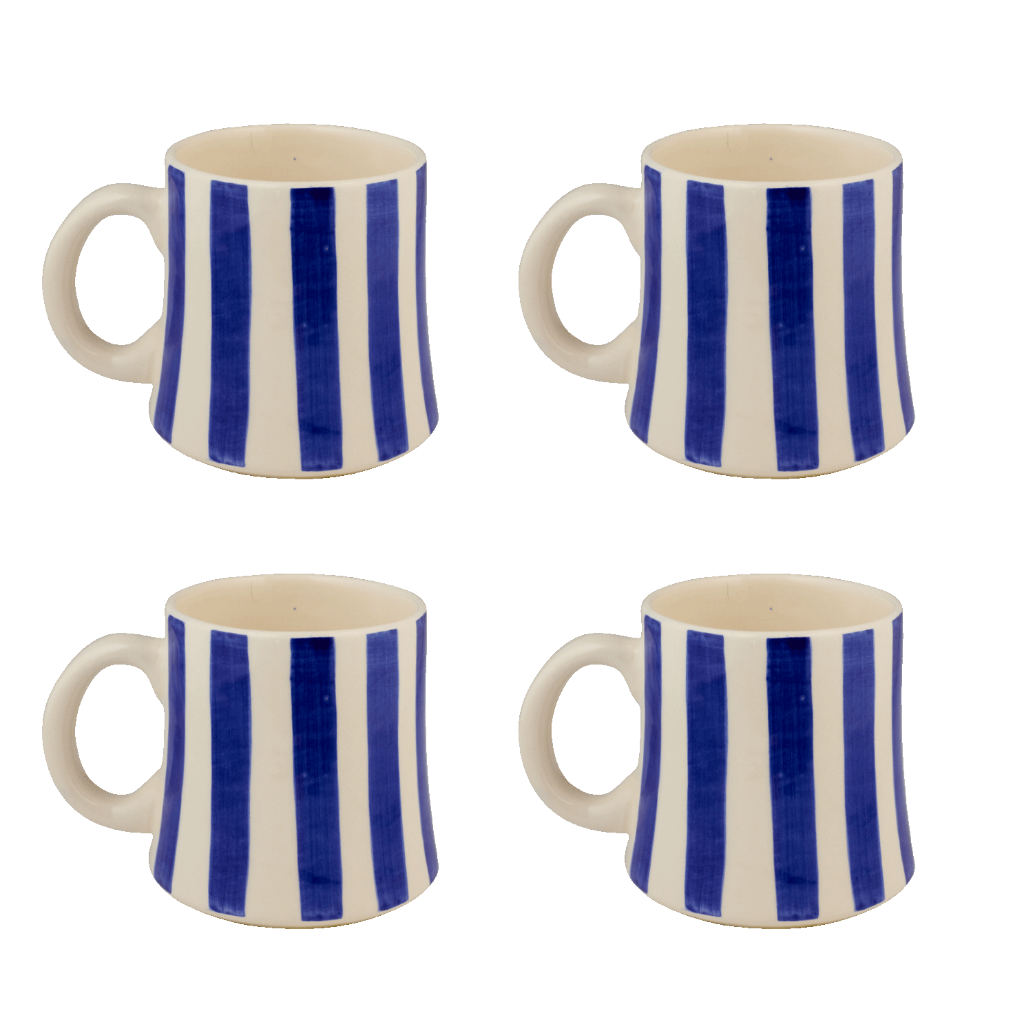 Navy Blue Stripes Mugs, Set of 4
