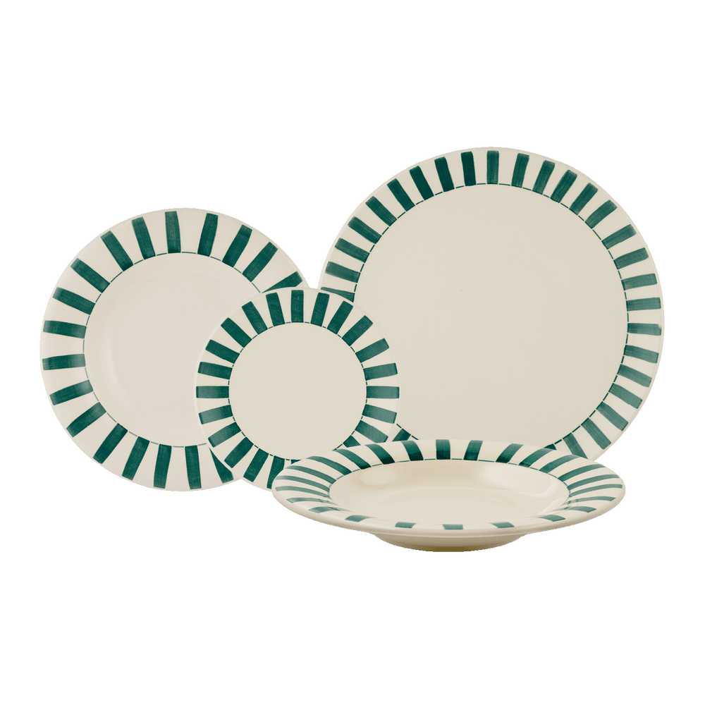 Green Stripes Dinner Set, 16-Piece