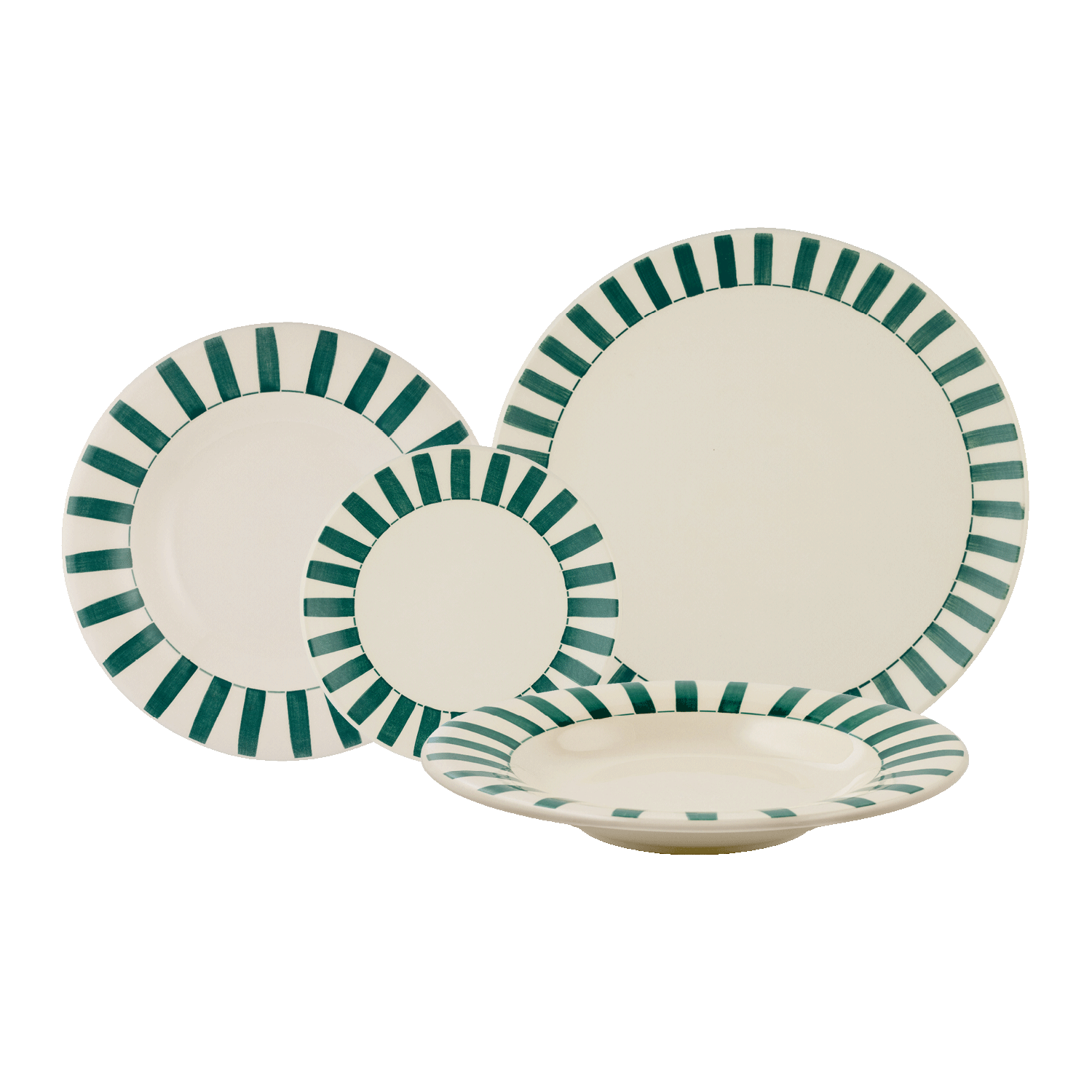 Green Stripes Dinner Set, 16-Piece