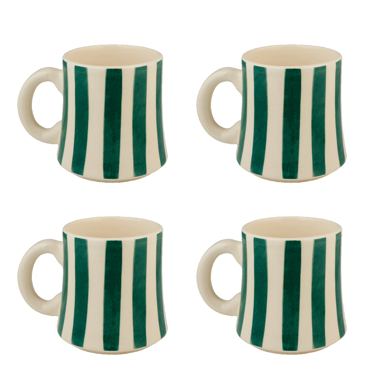 Green Stripes Mugs, Set of 4