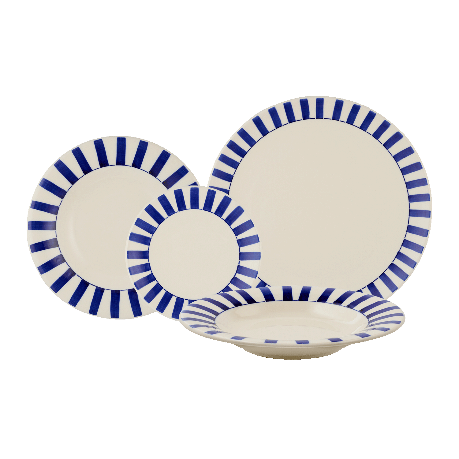 Navy Blue Stripes Dinner Set, 16-Piece