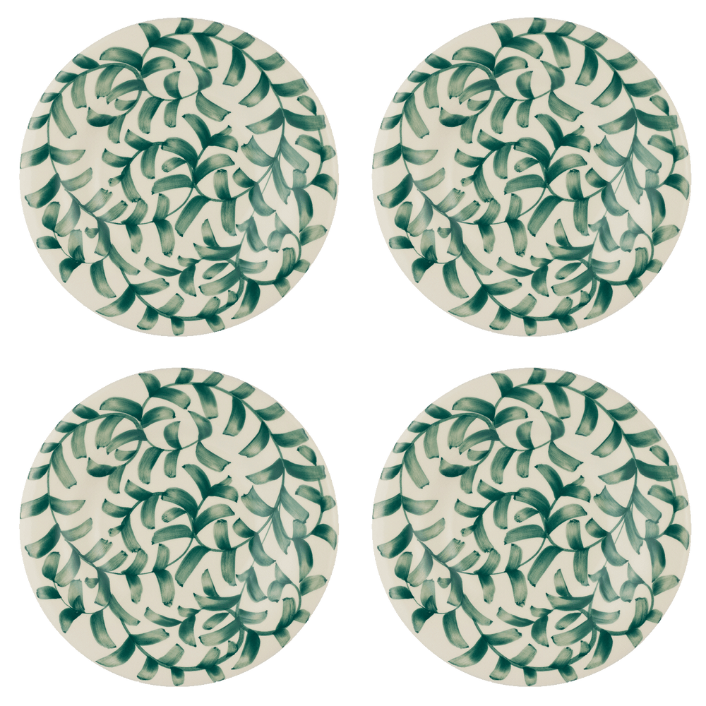 Green Scroll Pasta Plates, Set of 4