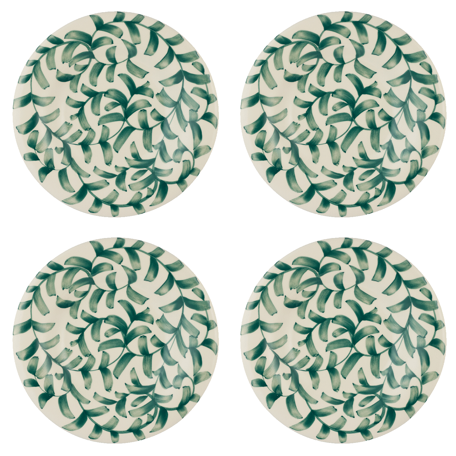 Green Scroll Pasta Plates, Set of 4