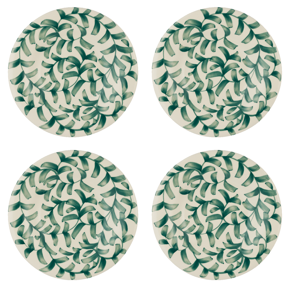 Green Scroll Pasta Plates, Set of 4