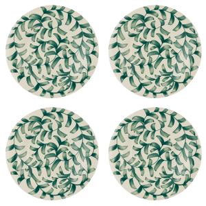 Green Scroll Pasta Plates, Set of 4