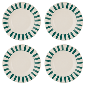 Green Stripes Pasta Plates, Set of 4